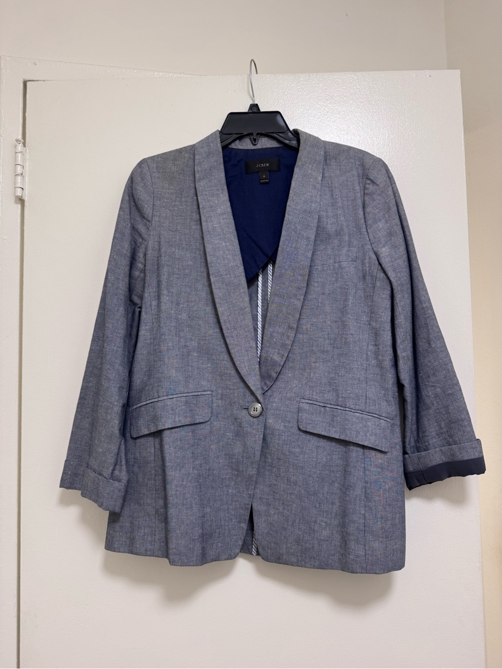 J Crew Chambray Gray Single-Button Women's Blazer